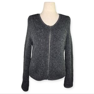 GAP Alpaca Wool Blend Charcoal Zip Sweater Cardigan Minimalist Quiet Luxury L